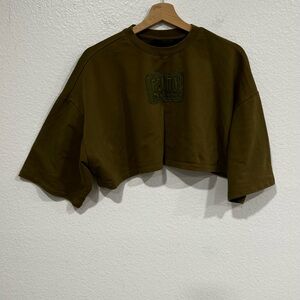 Olive Green Cropped Sweater